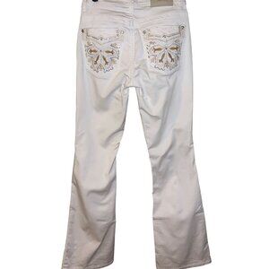 Angel Bootcut Jeans | White Denim‎ | Embroidered Rhinestone Pockets | Size 5